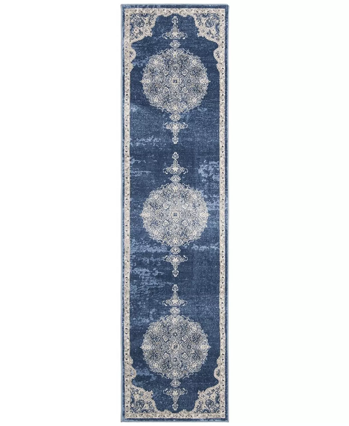 Safavieh Brentwood Navy And Light Grey 2' X 8' Runner Area Rug 4 Safavieh Brentwood Navy And Light Grey 2' X 8' Runner Area Rug - Image 2