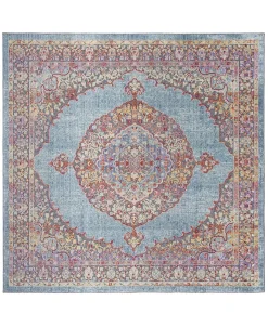 Safavieh Provance Aqua And Black 6'7 X 6'7 Square Area Rug
