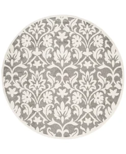 Safavieh Amherst Dark Gray And Beige 7' X 7' Round Area Rug