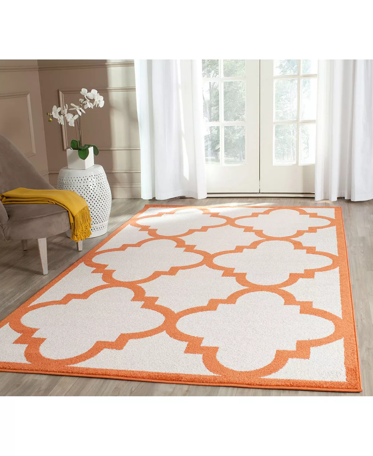 Safavieh Amherst Beige And Orange 5' X 8' Area Rug 5 Safavieh Amherst Beige And Orange 5' X 8' Area Rug - Image 3