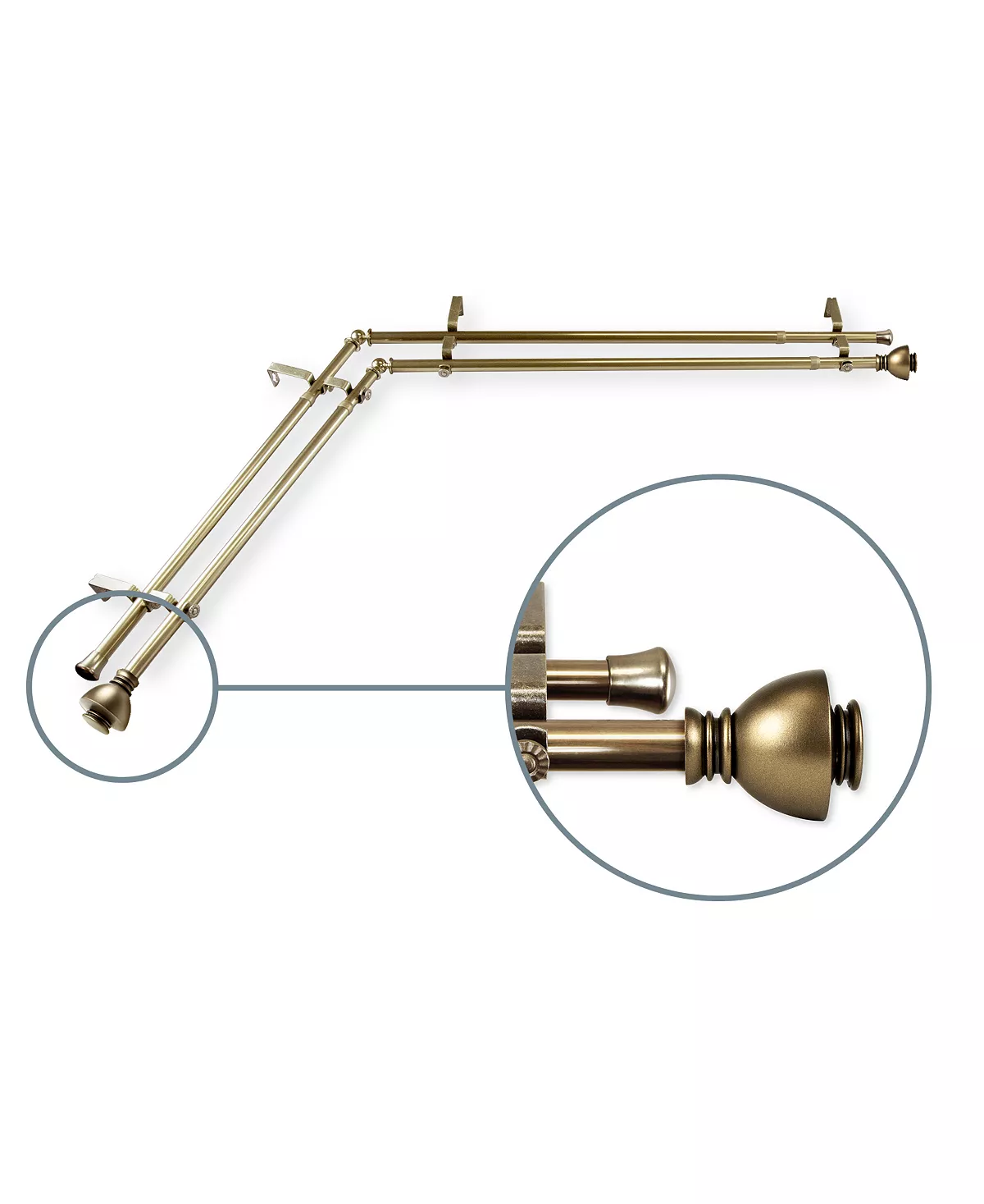 Rod Desyne Alma 13/16 Corner Window Double Curtain Rod 48-84 6 Rod Desyne Alma 13/16 Corner Window Double Curtain Rod 48-84 - Image 4