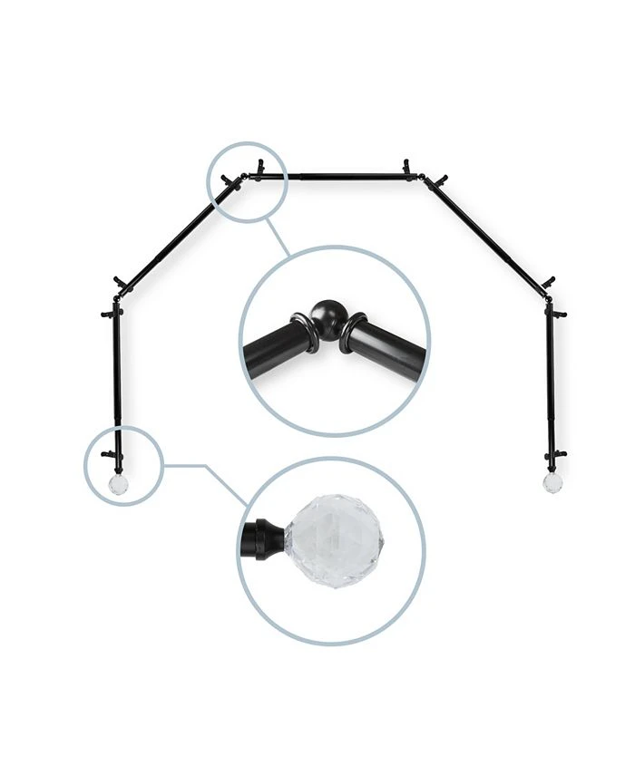 Rod Desyne Faceted 13/16 5-Sided Bay Window Curtain Rod 28-48 3 Rod Desyne Faceted 13/16 5-Sided Bay Window Curtain Rod 28-48
