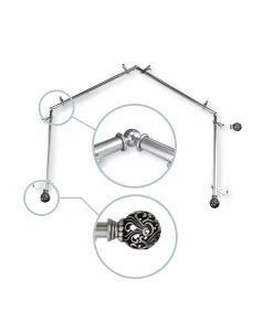 Rod Desyne Adora 13/16 4-Sided Bay Window Curtain Rod 28-48 -Chic Home Store 12653808 fpx