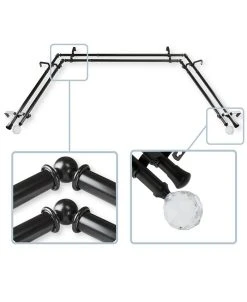 Rod Desyne Faceted 13/16 Bay Window Double Curtain Rod 78-144