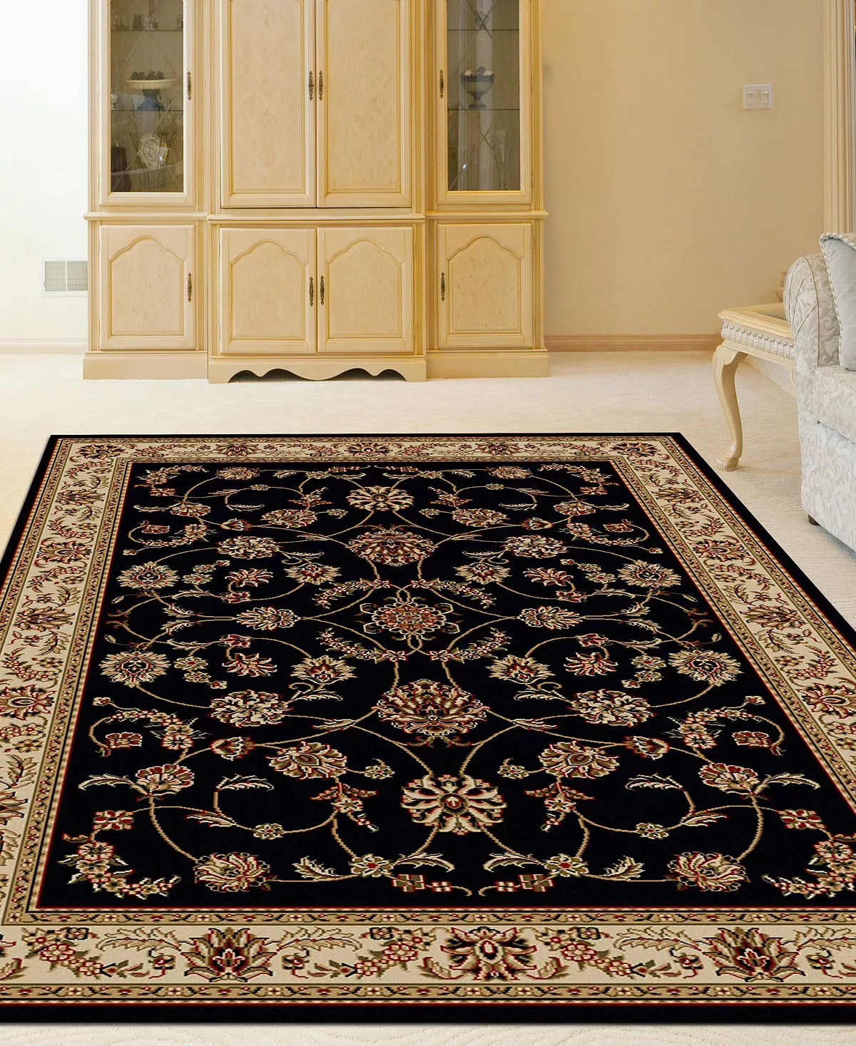 KM Home CLOSEOUT! 1596/1312/BLACK Pesaro Black 7'9 X 11' Area Rug 4 KM Home CLOSEOUT! 1596/1312/BLACK Pesaro Black 7'9 X 11' Area Rug - Image 2