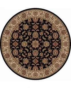 KM Home CLOSEOUT! 1592/1015/BLACK Pesaro Black 5'3 X 5'3 Round Area Rug