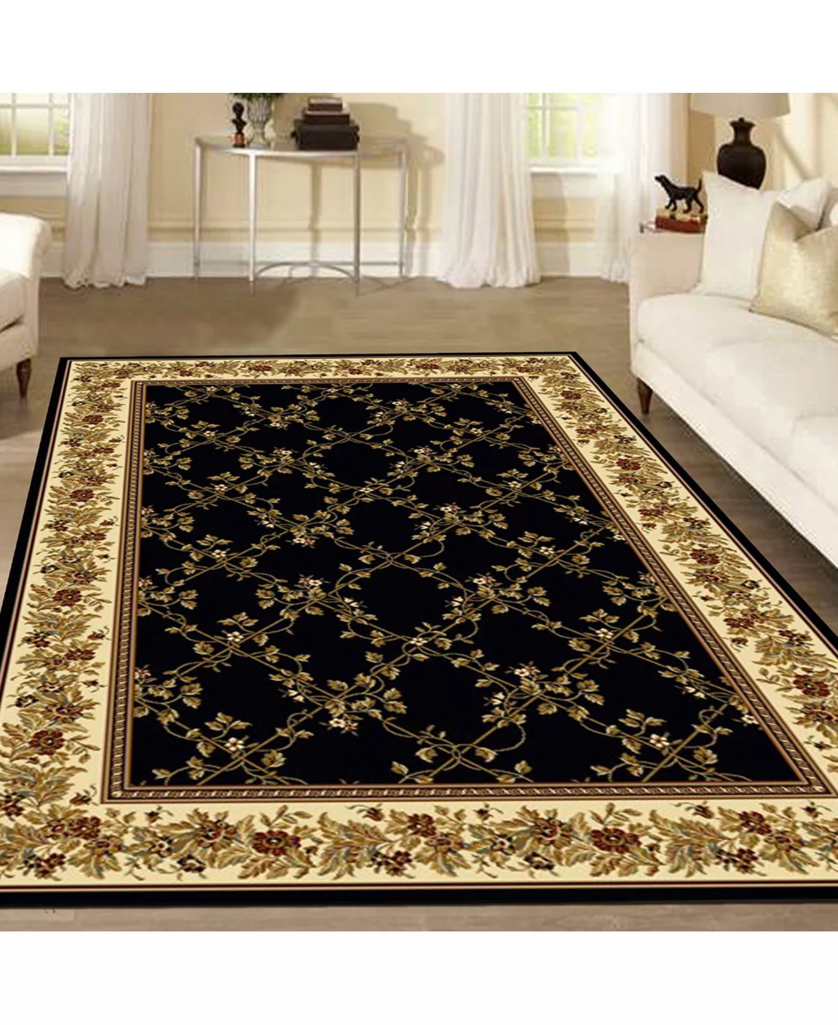 KM Home CLOSEOUT! 1427/1723/BLACK Navelli Black 7'9 X 11'6 Area Rug 4 KM Home CLOSEOUT! 1427/1723/BLACK Navelli Black 7'9 X 11'6 Area Rug - Image 2