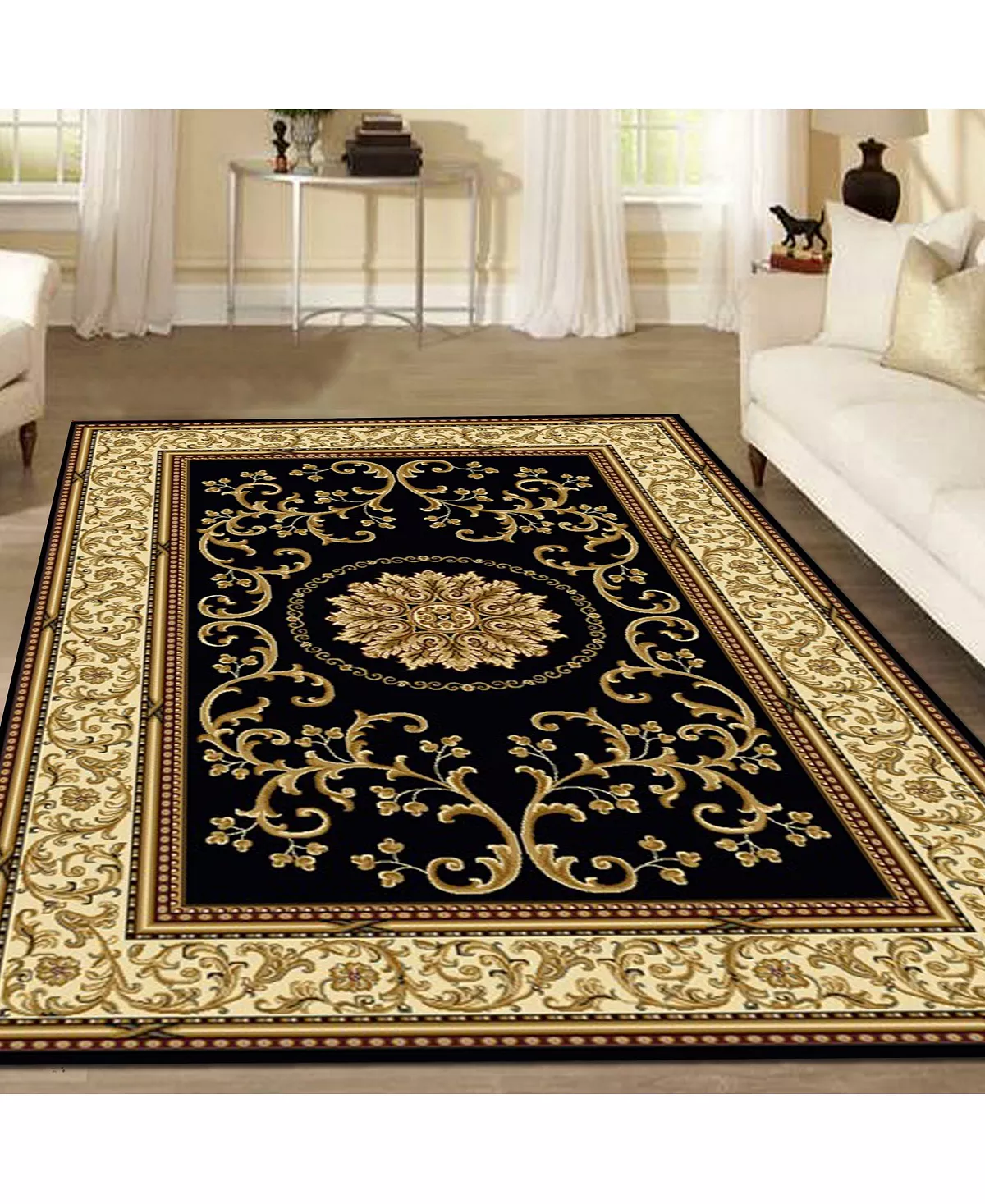 KM Home CLOSEOUT! 1419/1320/BLACK Navelli Black 3'3 X 5'4 Area Rug 4 KM Home CLOSEOUT! 1419/1320/BLACK Navelli Black 3'3 X 5'4 Area Rug - Image 2