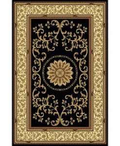 KM Home CLOSEOUT! 1419/1320/BLACK Navelli Black 3'3 X 5'4 Area Rug