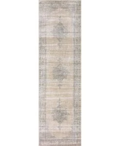 KM Home CLOSEOUT! 3563/0023/BONE Cantu Ivory/ Cream 2'2 X 7'7 Runner Rug