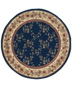 KM Home CLOSEOUT! 1590/4006/NAVY Pesaro Blue 5'3 X 5'3 Round Area Rug