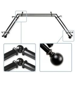 Rod Desyne Jordana 0.8125 Bay Window Double Curtain Rod 20 - 36- 38 - 72 -Chic Home Store 15926593 fpx