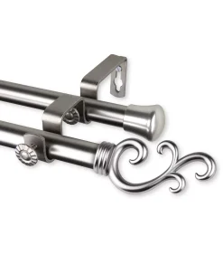 Rod Desyne Swan Double Curtain Rod 0.8125 Diameter 120 - 170 -Chic Home Store 16550676 fpx