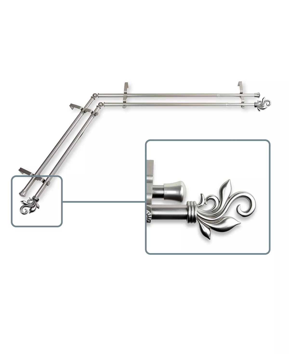 Rod Desyne Lilah Double Corner Curtain Rod 13/16 Inch Dia 120-170 Inch 11 Rod Desyne Lilah Double Corner Curtain Rod 13/16 Inch Dia 120-170 Inch - Image 9