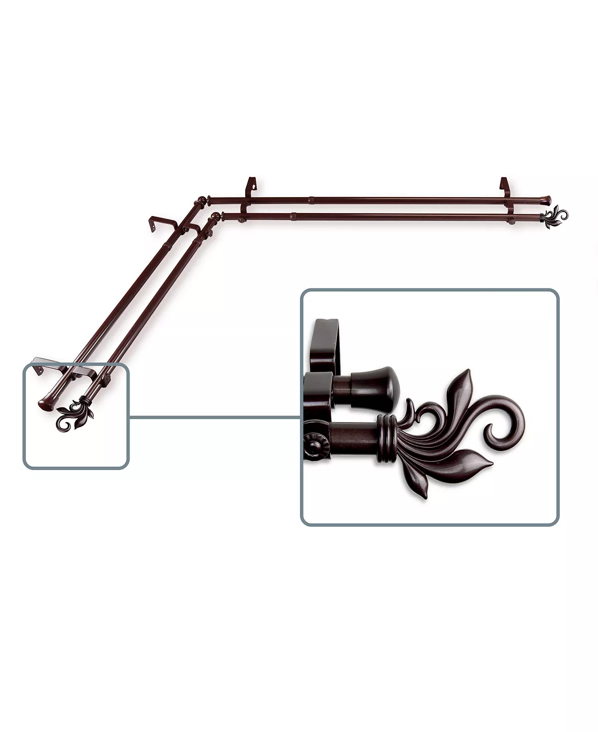 Rod Desyne Lilah Double Corner Curtain Rod 13/16 Inch Dia 120-170 Inch 5 Rod Desyne Lilah Double Corner Curtain Rod 13/16 Inch Dia 120-170 Inch - Image 3