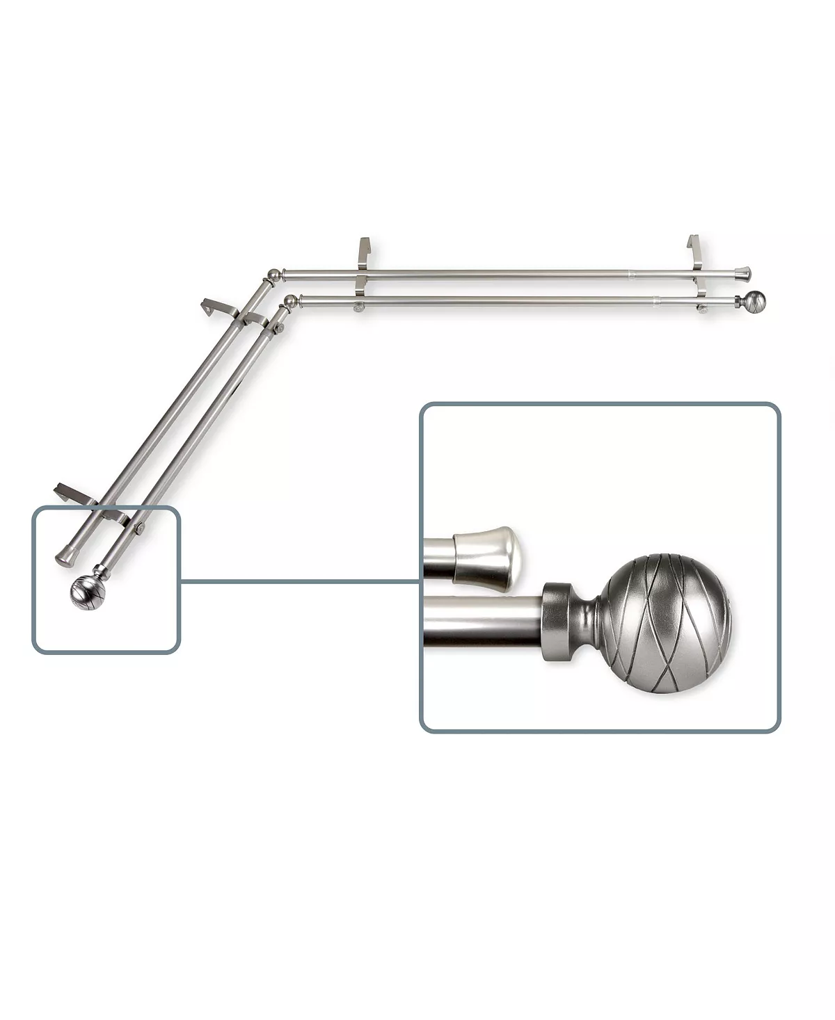 Rod Desyne Arman Corner Window Double Curtain Rod 0.8125 Diameter 28 - 48 10 Rod Desyne Arman Corner Window Double Curtain Rod 0.8125 Diameter 28 - 48 - Image 8