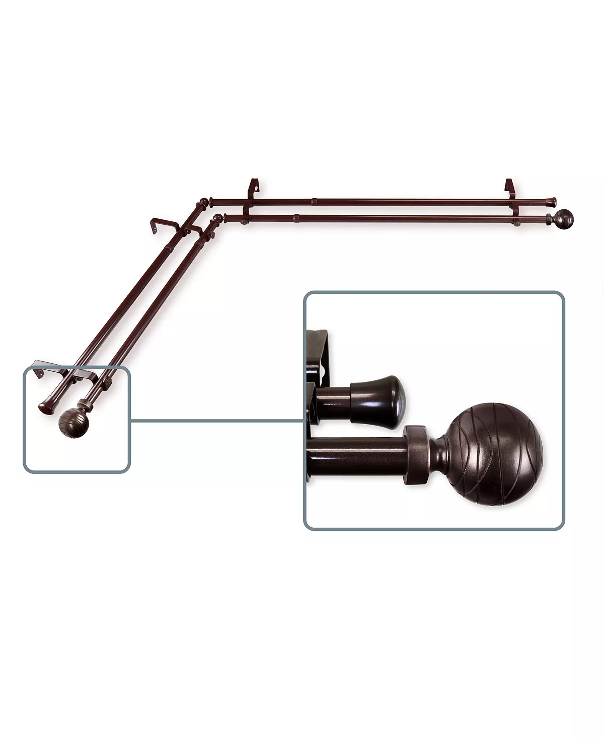 Rod Desyne Arman Corner Window Double Curtain Rod 0.8125 Diameter 28 - 48 11 Rod Desyne Arman Corner Window Double Curtain Rod 0.8125 Diameter 28 - 48 - Image 9