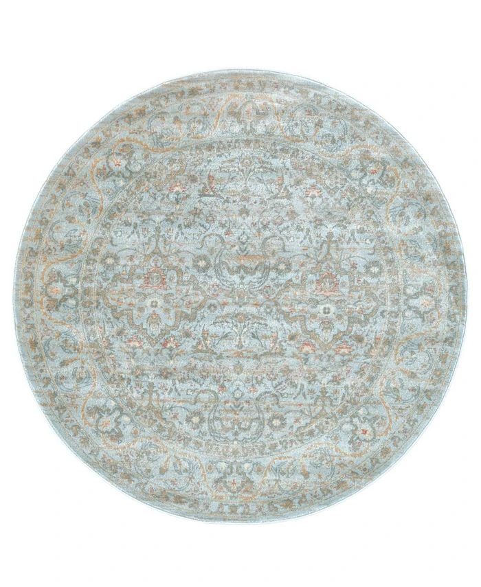 KM Home Silvano Sil-03 Blue 5'3 X 5'3 Round Rug 3 KM Home Silvano Sil-03 Blue 5'3 X 5'3 Round Rug