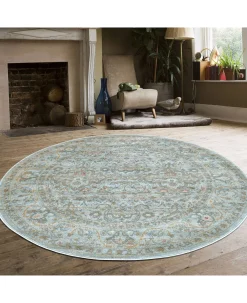 KM Home Silvano Sil-03 Blue 5'3 X 5'3 Round Rug 7 KM Home Silvano Sil-03 Blue 5'3 X 5'3 Round Rug -Chic Home Store 17274013 fpx