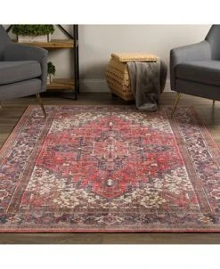 D Style Tovia TOV03 Red 2'3 X 7'7 Runner Rug -Chic Home Store 17371250 fpx