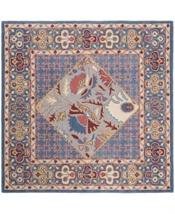 Safavieh Antiquity At508 Blue And Red 6' X 6' Square Area Rug