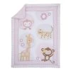 NoJo Sweet Jungle Friends Monkey, Cheetah And Giraffe With Polka Dots And Flowers Nursery Crib Bedding Set, 3 Piece -Chic Home Store 20289283 fpx