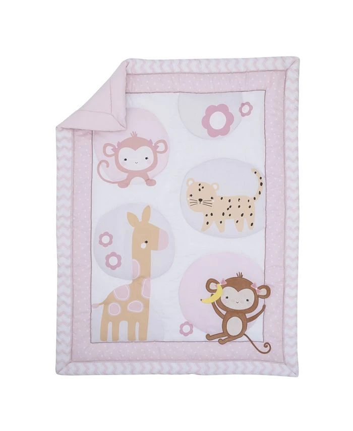 NoJo Sweet Jungle Friends Monkey, Cheetah And Giraffe With Polka Dots And Flowers Nursery Crib Bedding Set, 3 Piece 3 NoJo Sweet Jungle Friends Monkey, Cheetah And Giraffe With Polka Dots And Flowers Nursery Crib Bedding Set, 3 Piece