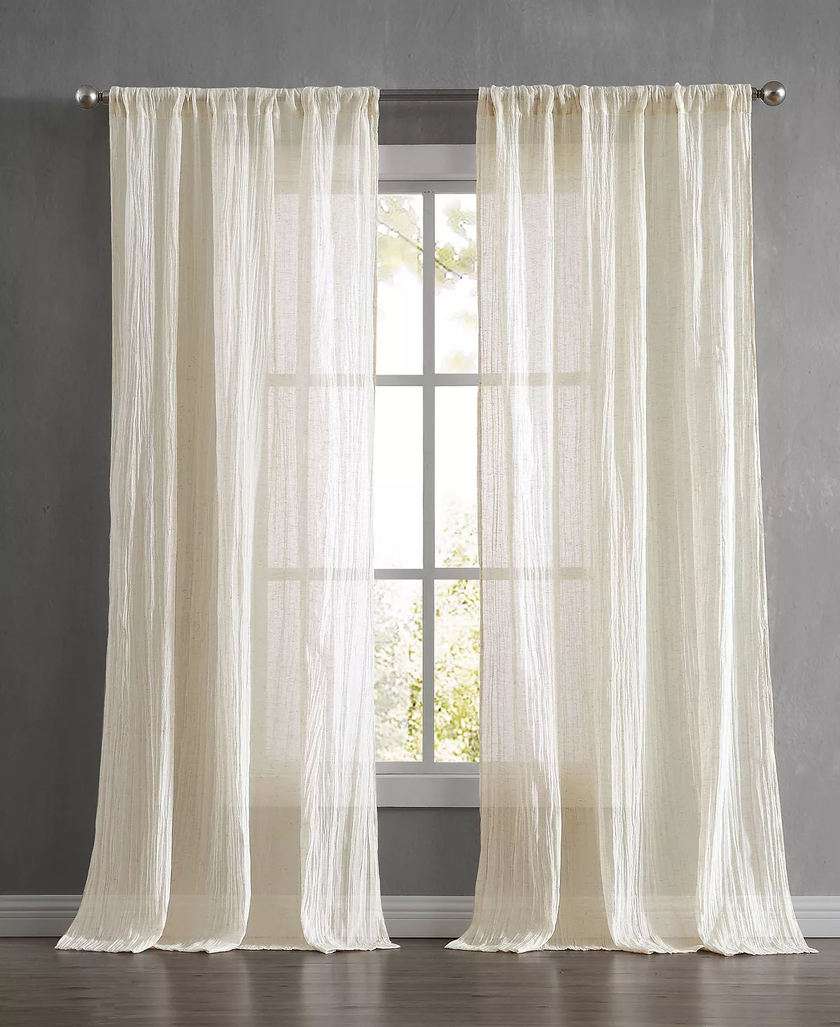 French Connection Arter Crushed Semi-Sheer Rod Pocket Window Panel Pair, 63 X 50 12 French Connection Arter Crushed Semi-Sheer Rod Pocket Window Panel Pair, 63 X 50 - Image 10