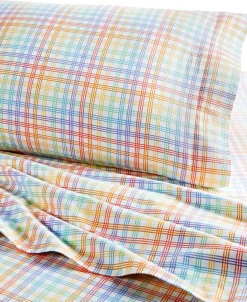 Charter Club Kids Rainbow Plaid Cotton Flannel 3-Pc. Twin Sheet Set, Created For Macy's -Chic Home Store 22323739 fpx