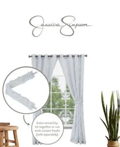 Jessica Simpson Everyn Sheer Embellished Grommet Window Curtain Panel Pair With Tiebacks, 52 X 84 -Chic Home Store 22401986 fpx
