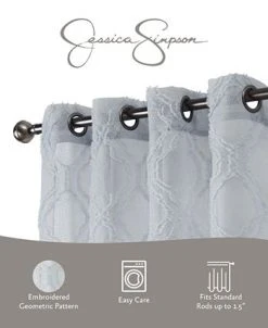 Jessica Simpson Everyn Sheer Embellished Grommet Window Curtain Panel Pair With Tiebacks, 52 X 84 -Chic Home Store 22401988 fpx