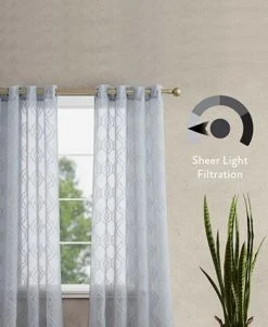 Jessica Simpson Everyn Sheer Embellished Grommet Window Curtain Panel Pair With Tiebacks, 52 X 84 -Chic Home Store 22401989 fpx