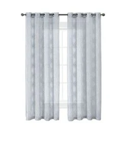 Jessica Simpson Everyn Sheer Embellished Grommet Window Curtain Panel Pair With Tiebacks, 52 X 84 -Chic Home Store 22401992 fpx