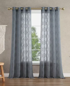Jessica Simpson Everyn Sheer Embellished Grommet Window Curtain Panel Pair With Tiebacks, 52 X 84 -Chic Home Store 22402032 fpx