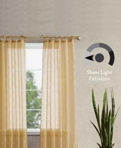 Jessica Simpson Nora Embroidery Sheer Tie Top Window Curtain Panel Pair With Tiebacks, 38 X 96 -Chic Home Store 22402079 fpx