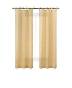 Jessica Simpson Nora Embroidery Sheer Tie Top Window Curtain Panel Pair With Tiebacks, 38 X 96 -Chic Home Store 22402080 fpx