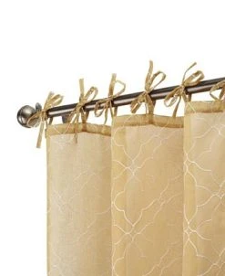 Jessica Simpson Nora Embroidery Sheer Tie Top Window Curtain Panel Pair With Tiebacks, 38 X 96 -Chic Home Store 22402082 fpx