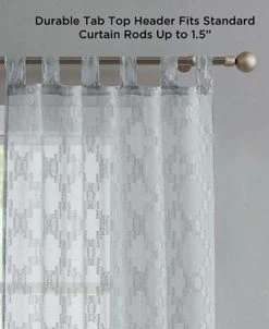 French Connection Ankie Embellished Sheer Tab Top Window Curtain Panel Pair With Tiebacks, 38 X 96 -Chic Home Store 22402160 fpx