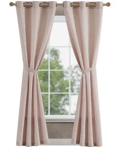 Jessica Simpson Groovy Paisley Textured Blackout Grommet Window Curtain Panel Pair With Tiebacks, 38 X 84