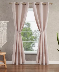 Jessica Simpson Groovy Paisley Textured Blackout Grommet Window Curtain Panel Pair With Tiebacks, 38 X 84 -Chic Home Store 22402388 fpx