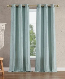 Jessica Simpson Lola Textured Light Filtering Grommet Window Curtain Panel Pair With Tiebacks, 38 X 84 -Chic Home Store 22402401 fpx
