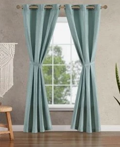 Jessica Simpson Lola Textured Light Filtering Grommet Window Curtain Panel Pair With Tiebacks, 38 X 84 -Chic Home Store 22402410 fpx