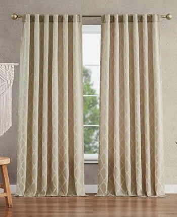 Jessica Simpson Lynee Textured Diamond Patterned Blackout Back-Tab Window Curtain Panel Pair With Tiebacks, 52 X 84 7 Jessica Simpson Lynee Textured Diamond Patterned Blackout Back-Tab Window Curtain Panel Pair With Tiebacks, 52 X 84 - Image 5
