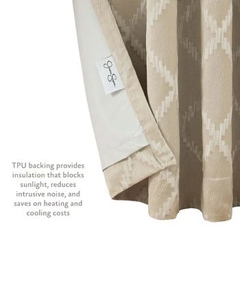 Jessica Simpson Lynee Textured Diamond Patterned Blackout Back-Tab Window Curtain Panel Pair With Tiebacks, 52 X 84 5 Jessica Simpson Lynee Textured Diamond Patterned Blackout Back-Tab Window Curtain Panel Pair With Tiebacks, 52 X 84 - Image 3