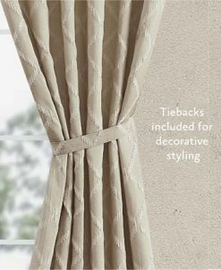 Jessica Simpson Lynee Textured Diamond Patterned Blackout Back-Tab Window Curtain Panel Pair With Tiebacks, 52 X 96 -Chic Home Store 22402507 fpx