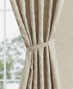 Jessica Simpson Lynee Textured Diamond Patterned Blackout Back-Tab Window Curtain Panel Pair With Tiebacks, 52 X 96 -Chic Home Store 22402511 fpx