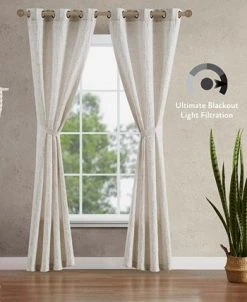 Jessica Simpson Tallulah Textured Blackout Grommet Window Curtain Panel Pair With Tiebacks, 38 X 84 -Chic Home Store 22402566 fpx