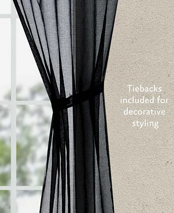 Jessica Simpson Milly Bling Sheer Tab Top Window Curtain Panel Pair With Tiebacks, 38 X 63 9 Jessica Simpson Milly Bling Sheer Tab Top Window Curtain Panel Pair With Tiebacks, 38 X 63 - Image 7