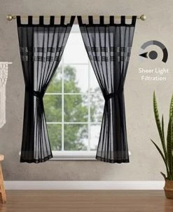 Jessica Simpson Milly Bling Sheer Tab Top Window Curtain Panel Pair With Tiebacks, 38 X 84 20 Jessica Simpson Milly Bling Sheer Tab Top Window Curtain Panel Pair With Tiebacks, 38 X 84 -Chic Home Store 22402599 fpx