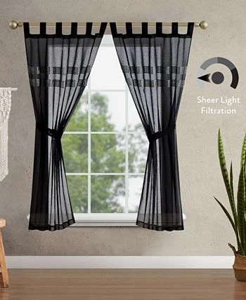 Jessica Simpson Milly Bling Sheer Tab Top Window Curtain Panel Pair With Tiebacks, 38 X 84 9 Jessica Simpson Milly Bling Sheer Tab Top Window Curtain Panel Pair With Tiebacks, 38 X 84 - Image 7